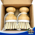 Bamboo Dish Brush,Bamboo Scrub Brush for Bishes Pots Pans Kitchen Sink Cleaning,2 Packs