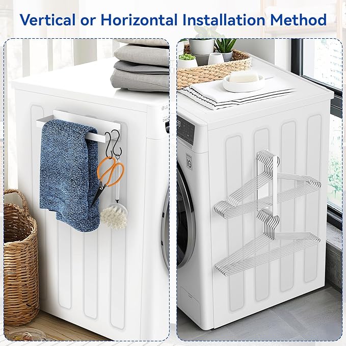 Magnetic Dryer Ball Holder and Magnetic Hanger Holder for Laundry Room Organization and Storage, Magnetic Lint Bin for Laundry Room, Iron Basket Dryer Ball Container for Laundry Room Storage (White)