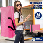 Cosy Family 4 Pack Heavy Duty Extra Large Moving Bags with Backpack Straps - Strong Handles & Zippers, Storage Totes For Space Saving, Fold Flat, Alternative to Moving Box, Pink
