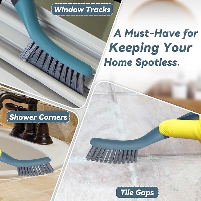 PHYEX 2 Packs Small Brushes for Cleaning, Stiff Bristle Grout Scrub Brushes for Kitchen, Bathroom, and Tile Floors, Ideal for Gaps, Crevices, and Window Tracks