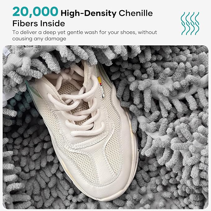 Shoe Washing Machine Bag for Washer & Dryer, Large Shoe Bag for Washing Machine Plush Fibers laundry Bag for Sneakers, Tennis Shoes and Gym shoes, Grey (2PCS)