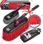 Car Duster Exterior Scratch Free,Car Dust Brush with Extendable Telescoping Handle to Remove Pollen,Dusters for Truck,RV and Motorcycle,Large Mop Head, Wax Cotton Hair，Auto Care