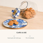 MACKENZIE-CHILDS Sweets Jar with Enamel Lid, Small Glass Cookie Jar or Kitchen Jar, 0.5-Gallon Capacity, Blue-and-White Royal Check