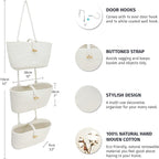 OrganiHaus White 3-Tier Wall Hanging Baskets for Organizing, Hanging Storage Basket, Over the Door Basket Organizer, Wall Mounted Basket for Nursery Organization, Hanging Baskets for Nursery Decor