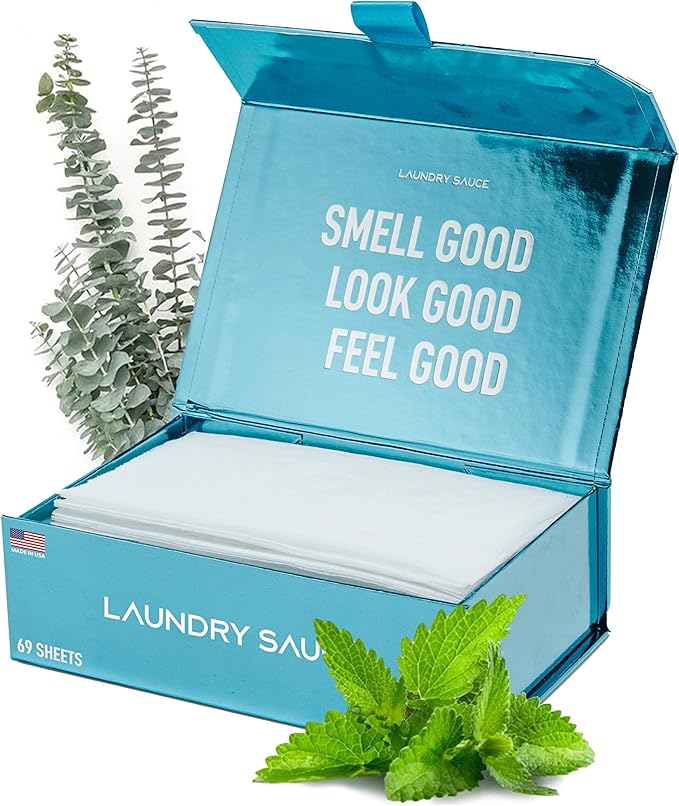 Laundry Sauce - Laundry Dryer Sheets (Indonesian Patchouli), Luxury Fragrance, Contains Essential Oils, Softens Fabric, Removes Static Cling, Eco-Friendly Packaging, Travel Friendly, 69 Count