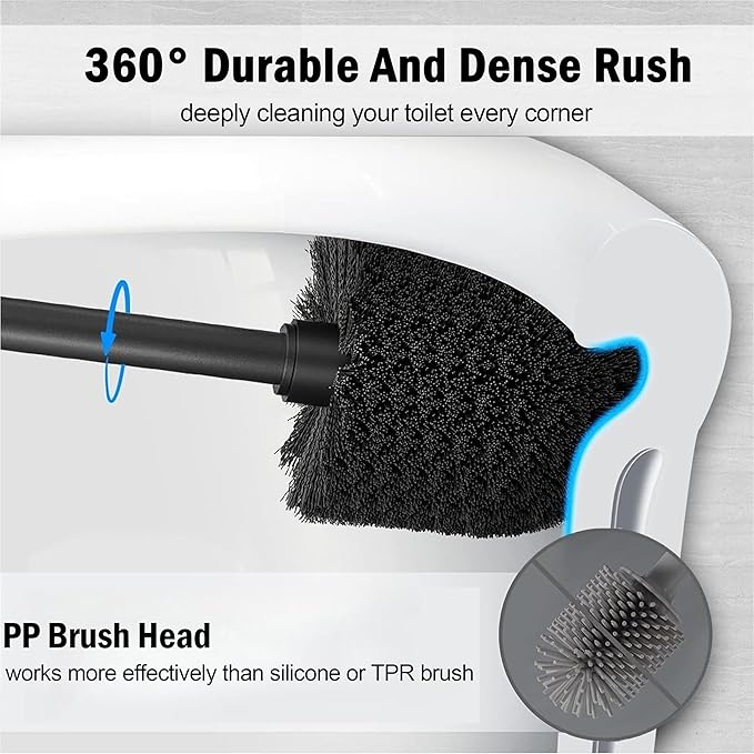 Matte BlackToilet Bowl Brush with Holder, Durable Bathroom Cleaning Tool, Modern Design for Easy Toilet Maintenance, Bathroom Cleaner Brush for Efficient Cleaning and Hygiene
