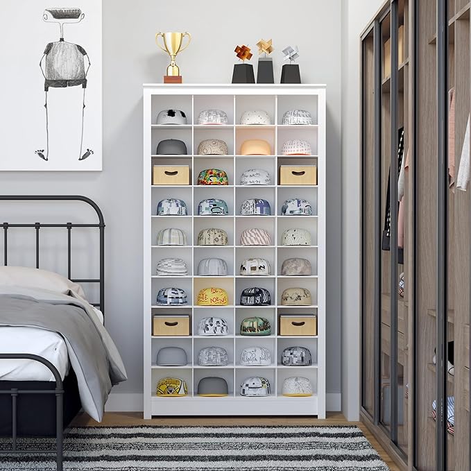 Prepac White Tall Storage Cabinet, Shoe Cabinet, Cube Storage Organizer with 40 Shoe Cubbies 13" D x 39.5" W x 72.5" H, WUSG-0011-1