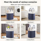 Laundry Basket,Woven Cotton Rope Laundry Hamper,Versatile Storage for Dirty Clothes,Baby Toys,and Blankets in Bathroom, Nursery,and Living Room (Blue, 100L)
