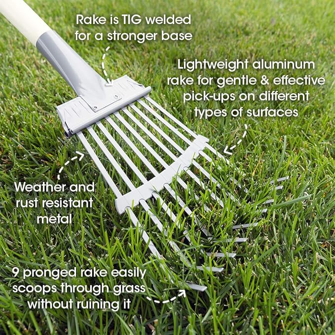 Spotty Wood Handle Pooper Scooper Durable Solid Metal Poop Tray with Rake 36.75" Long Handled Scoop | Great for Large or Small Dogs | No Assembly Required | Better for The Environment Than Plastic