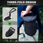 REDCAMP 18" Mini Survival Folding Camping Shovel with Cover, Manganese Steel Tri-Fold Handle Portable Tactical Shovel for Hiking, Beach, Mud, Snow, Lightweight 1.5Lbs Black