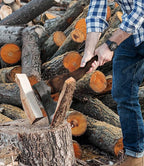 Camping Axe - 21 inches Chopping Axe for Wood Splitting and Kindling, 1055 High Carbon Steel and Beech Wooden Handle, with Leather Sheath - Head 1.5 lbs