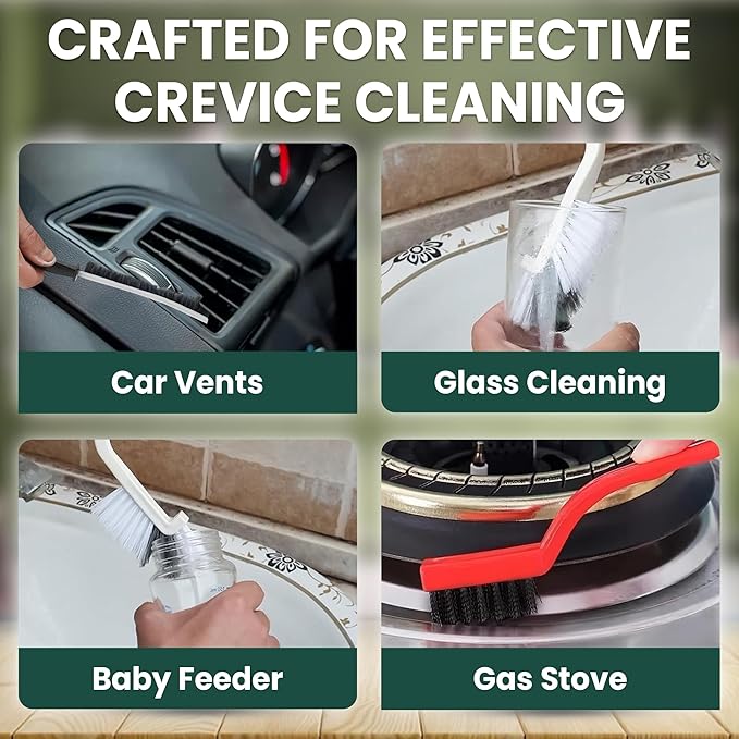 8 Pcs Crevice Cleaning Brush Set – Hard Bristle Cleaning Tools for Grout, Gaps & Narrow Spaces – Multi-Purpose Grout Brush, for Cleaning Bathroom, Shower, Window Tracks, Kitchen