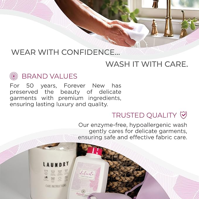 FOREVER NEW Delicate Hypoallergenic Laundry Detergent Powder - 150 to 192 Large Loads - Gentle washing detergent for Silk, Cashmere, Bra, Undergarments, Wool etc. - Original Scented - 32oz (3pack)