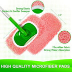 Reusable Microfiber Mop Pads - 4 Pack Washable Wet Pads Refill for Mopping Floors, Pink (Mop is not Included)