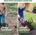 Walensee Hoe Garden Tool, 63 Inch Garden Hoe with Adjustable Long Handle for Weeding, 5-Tines Hoe Cultivator 2 in 1 Hand Weeder Tools for Yard Lawn Planting Gardening Digging