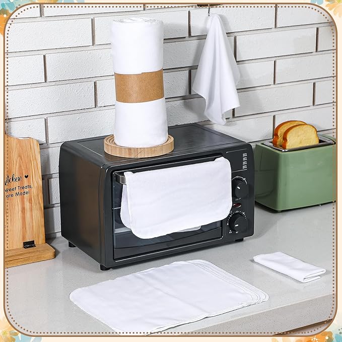 36 Count Reusable Cleaning Cloths Washable Cotton Kitchen Towels for Home(Classic Style,White)