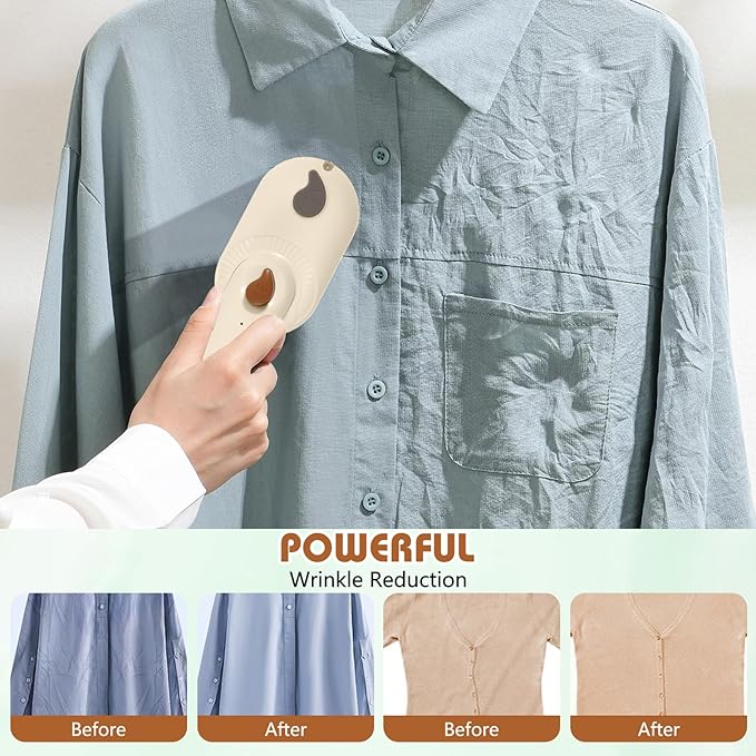 Handheld Portable Steam Iron, 2-in-1 Steamer and Iron, Saker Portable Steamer for Clothes, Continuous Steam & Dry Ironing, 180° Swivel Handle, Compact for Home, Dorm, Travel, Hotels (White)