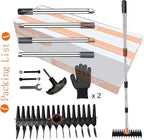 Thatching rakes for lawns, Heavy Duty Metal Thatcher rake with Strong Handle, Wide 15inch Iron dethatching rakes for Yard Leaf & Weed Clean, Soil Loose (Yellow-tine29)