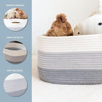 OrganiHaus Woven Storage Baskets for Organizing, Cotton Rope Organizer Bins for Shelves, Closet & Nursery, Dog Toy Basket, Decorative Bins for Toys, Towels & Books - 15x10x9, Grey