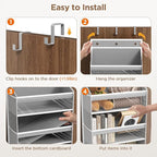 Over The Door Organizer, 8 Shelf Door Hanging Organizers with 8 Large Capacity Pockets, Back of Door Organizer Storage Hanging Shelves for Closet Bathroom Bedroom Nursery