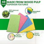 Cellulose Sponges – 48-Pack Multicolored Compressed Natural for Kitchen – Plant-Based, Biodegradable, Non-Scratch, Quick-Dry, Super-Absorbent for Dishes & Surfaces (48, Multicolor)
