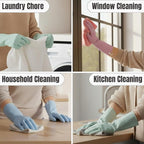 IMARU 3 Pairs Dishwashing Gloves with Hanging Hooks - Reusable Rubber Cleaning Gloves for Household & Kitchen & Gardening, Non-Slip & Waterproof & Durable (Large)