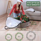 VENO 2 Pack Front Door Wreath Storage Container For Summer - 30 Inch Clear Wreath Bag, Christmas Garland Decoration Organizers with Zipper and Durable Handles (Clear, 30"-2 Pack)