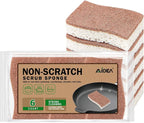 AIDEA Sponges Non Scratch, 6Count, Natural Sponge for Non Stick Cookware, Sponges Kitchen, Cellulose Scrub Sponge for Dishes, Cleaning Power for Kitchen, Bathroom, Household