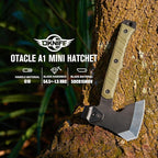 OKNIFE Otacle A1 Mini Multifunctional Hatchet, Rugged, Full Tang, 2-in-1 Hatchet, Comfortable, Non-Slip Grip with Durable Kydex Sheath