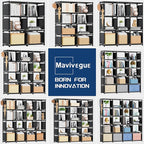 Mavivegue Bookcases: Black Cube Book Shelf, 10 Cube Tall Storage Organizer for Bedroom, Living Room & Office
