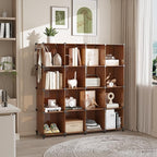 AWTATOS Cube Storage Organizer, Storage Cubes Shelves Bookshelf, 16 Cube Closet Organizers and Storage, DIY Stackable Plastic Clothes Organizer Shelving for Bedroom, Home Office, Cocoa Brown