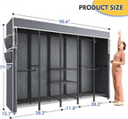 Raybee 90.6" W Clothes Rack with Cover Heavy Duty Clothing Racks for Hanging Clothes Extra Wide Portable Closet Loads 1200LBS Freestanding Garment Rack for Bedroom, Black