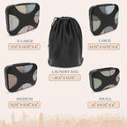 Shacke Premium 5 Packing Cubes Set - Lightweight Mesh Travel Luggage Organizers with Laundry Bag, 5-Piece Suitcase Storage System (Black)