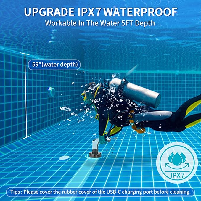 Electric Rotary Cleaner with Led Screen, 8 Replaceable Brush Heads, 2 Speeds, Handheld Electric Multifunctional Cleaning Brush, Used for Cleaning of Floors, Windows, Bathtubs, Cars, Bathrooms