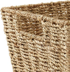 Casafield Set of 4 Seagrass Storage Baskets with Handles - Natural, Woven Rectangular Storage Bins for Shelves, Blankets, Laundry Organization