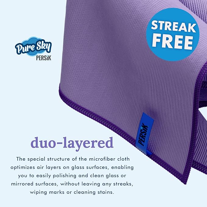 Pure-Sky Microfiber Cleaning Cloth - JUST ADD Water No Detergents Needed – Streak Free Magic Ultra Microfiber Polishing Towel - for Windows, Glass, Mirror and Screen - Leaves no Wiping Mark