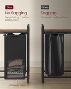 VASAGLE Laundry Hamper, Laundry Basket, Laundry Sorter with 5 Pull-Out and Removable Bags, Shelf, Metal Frame, 5 x 10.6 Gallons (40 L), 56.5 x 13 x 28.4 Inches, Ink Black and Rustic Brown UBLH501B01