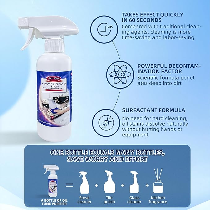 Kitchen Cleaner Spray, Degreaser Cleaner Heavy Duty, Glass Cooktop Cleaner, Oven Cleaner Heavy Duty, Stainless Steel Cleaner for Appliances, Heavy Oil Cleaner Powerful Kitchen, 1PCS