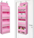 Over Door Organizer with 4 Large Capacity Pockets, Heavy Duty Hanging Organizer Storage for Closet Bathroom Nursery Bedroom Dorm, Toys Cosmetics Sundries and Baby Essentials, Pink
