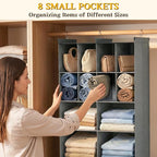 Ofiray-home 4 Tier Hanging Closet Organizer, 12 Compartments Sweater Organizer for Closet with 3 Sturdy Hooks, Closet Organizers and Storage, Wardrobe, Rv, Garment Rack, Grey