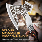 TIVOLI Camping Axe, Tiger - Patterned Survival Hatchet with Nylon Sheath, High Carbon Steel Blade Compact Outdoor Bushcraft Axe with Ergonomic Wood Grip, Camping Gear for Hiking, Chopping, Hunting