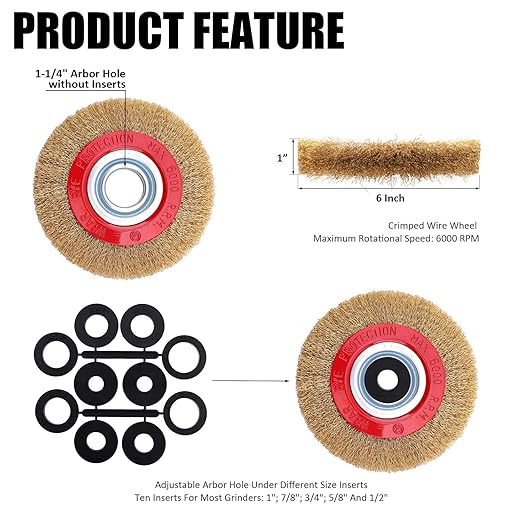 KingTool 13pcs Buffing Wheels Set - 6pcs 6" Buffing Polishing Wheel with 1/2" Arbor Hole, Crimped Wire Wheel with 1/2"-5/8" Inserts, 3pcs Polishing Compound, 15" Buffing rake, 2pcs Microfiber Towel