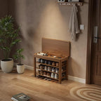 3 Tier Shoe Bench with Storage, Wood Shoe Rack for Front Door Entrance, Entryway Shoe Storage Bench.