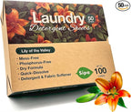 SIPA Laundry Detergent Sheets - 50 Sheets, 100 Loads, Lily of the Valley, Eco-Friendly, Phosphorus-Free