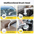 Electric Spin Scrubber, Cordless Cleaning Brush Shower Scrubber Up to 550 RPM with 9 Replaceable Brush Heads, Bathroom Scrubber Adjustable Extension Handle for Cleaning Bathroom Kitchen(Grey)