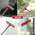 15.9" Window Squeegee for Car,2 in 1 Window Cleaner with Long Stainless Steel Handle,Sponge Car Squeegee for Gas Station, Glass,Shower,Outdoor High Window Cleaning