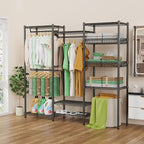 LEHOM G8 Wire Garment Rack, Heavy Duty Clothes Rack with 2 Storage Baskets, Adjustable Compact Clothing Rack for Hanging Clothes, Free Standing Closet Wardrobe for Bedroom,68.5"L x15.7"Wx70.8"H,Black