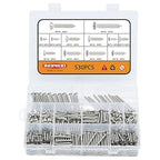 M4 Wood Screws Assortment Fasteners Kit 530Pcs,304 Stainless Steel Self-Tapping Screws,Phillips Drive Sheet Metal Screws Set,Countersunk Flat Head Assorted Screws,Self Tapping Screws for Metal