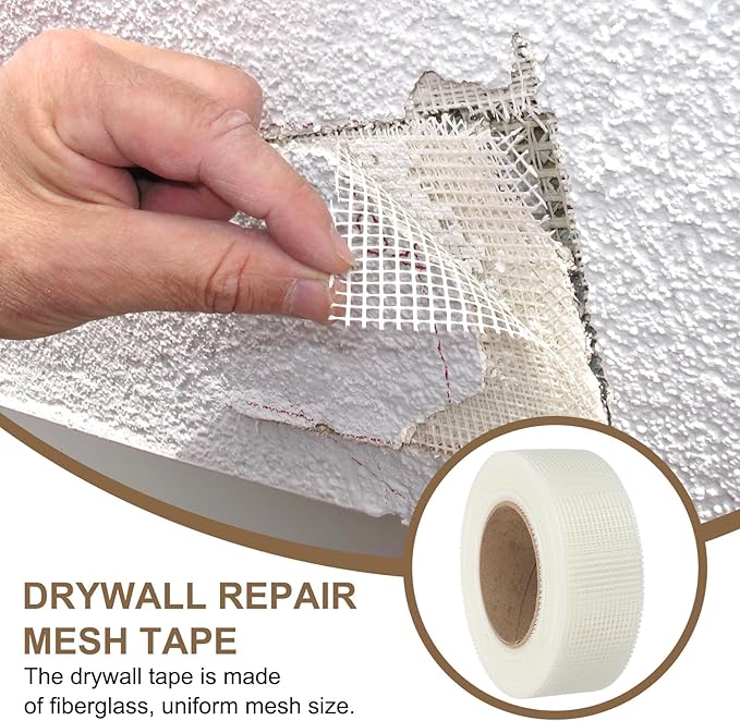 PATIKIL Drywall Repair Mesh Tape, 2 inch x 164 ft Fiberglass Repair Patch Self-Adhesive Dry Wall Joint Tape 9 Mesh Wall Hole Crack and Seam Patch, White