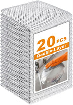 20 Pcs New Upgrade 3-Layer Metal Dish Cloth, No Scratches Wire Cleaning Cloth , Reusable Multipurpose Wire Dishwashing Rag for Kitchen Cleaning Cloths,Sinks,Dishes,Stove Top, Dimensions, 7.87“ x 7.87”